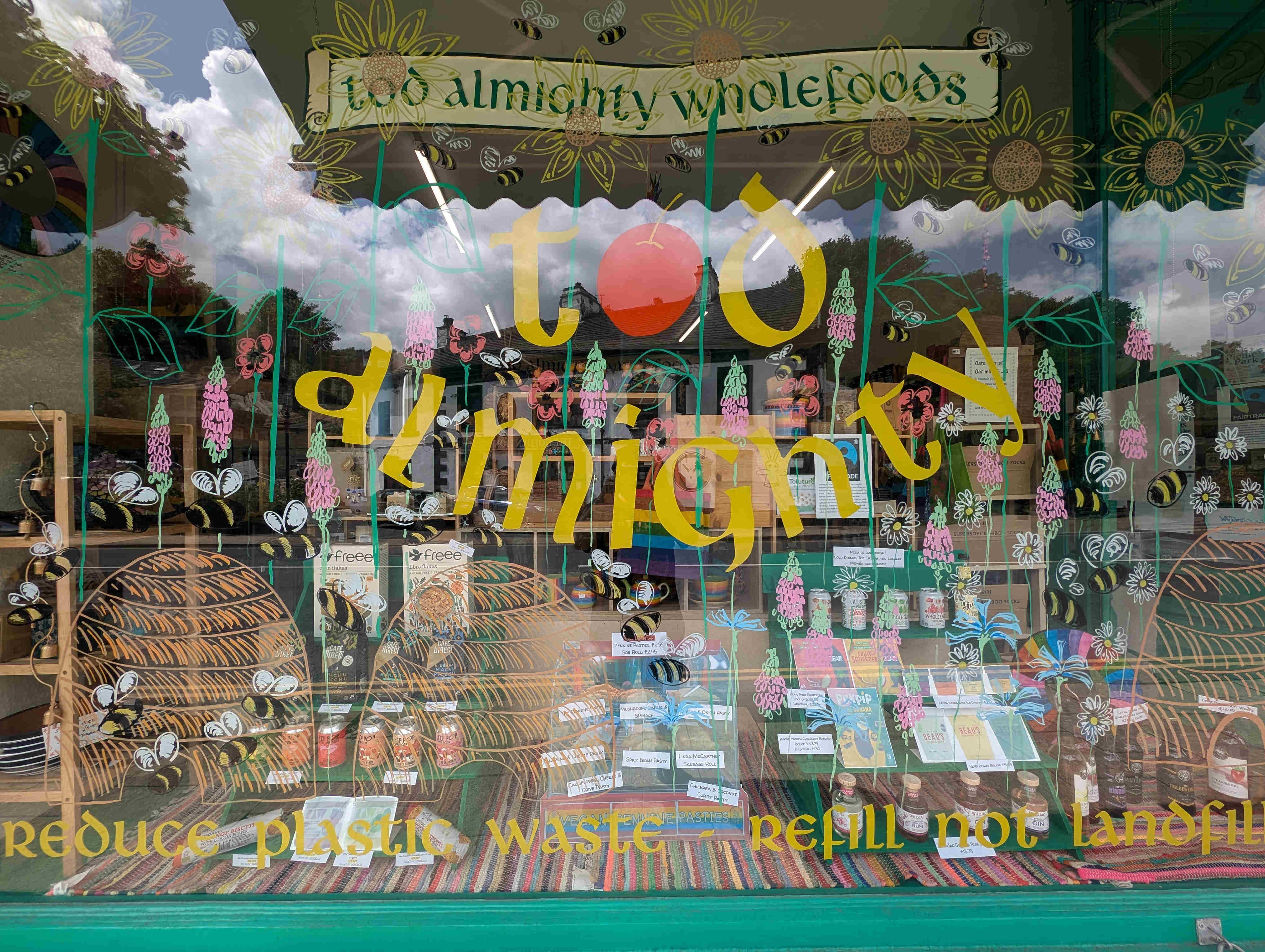 Our fabulous wholefoods (refills, vegan and organic) store at 22 Rochdale Road, Todmorden, West Yorkshire, UK
